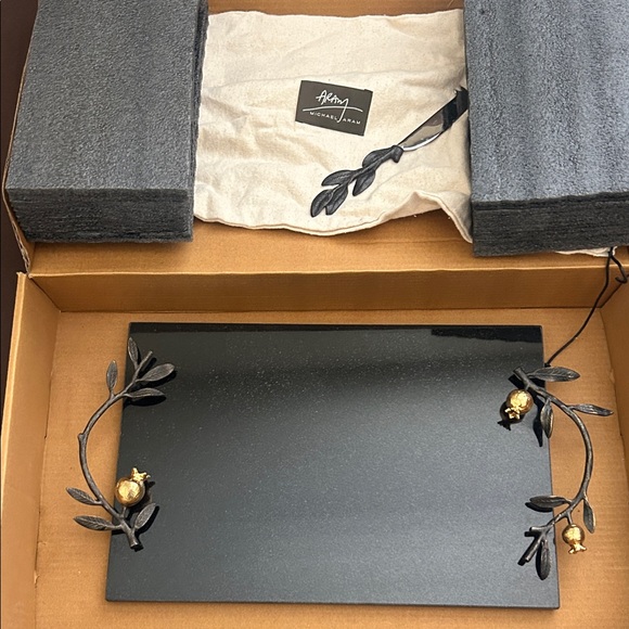 Michael Aram Large Cheese Board with Black and Gold Pomegranate design